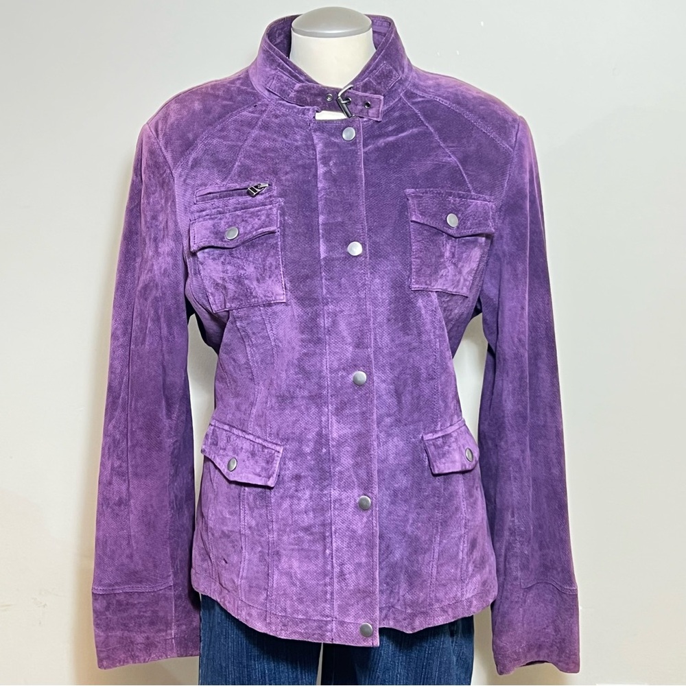 Danier purple suede utility military jacket